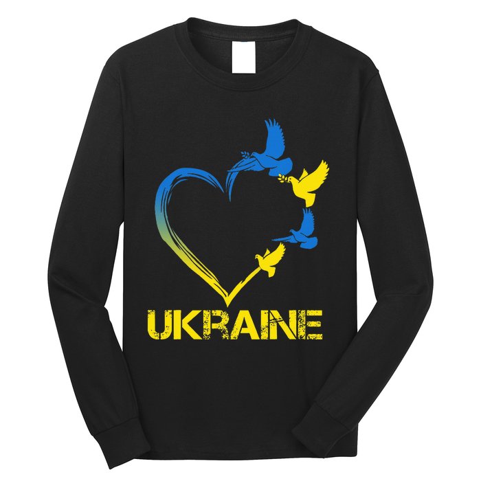 Ukraine Flag Heart Vintage Ukrainian Lovers Ukraine Long Sleeve Shirt