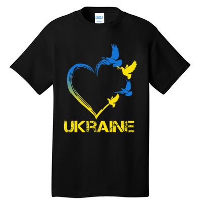 Ukraine Flag Heart Vintage Ukrainian Lovers Ukraine Tall T-Shirt