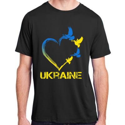 Ukraine Flag Heart Vintage Ukrainian Lovers Ukraine Adult ChromaSoft Performance T-Shirt