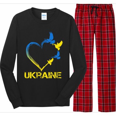 Ukraine Flag Heart Vintage Ukrainian Lovers Ukraine Long Sleeve Pajama Set