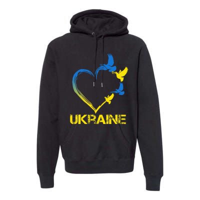 Ukraine Flag Heart Vintage Ukrainian Lovers Ukraine Premium Hoodie