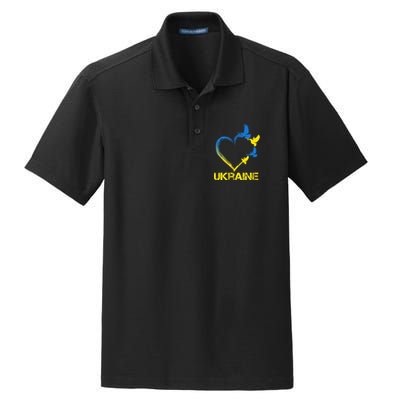 Ukraine Flag Heart Vintage Ukrainian Lovers Ukraine Dry Zone Grid Polo