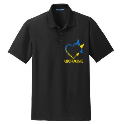 Ukraine Flag Heart Vintage Ukrainian Lovers Ukraine Dry Zone Grid Polo