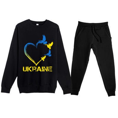 Ukraine Flag Heart Vintage Ukrainian Lovers Ukraine Premium Crewneck Sweatsuit Set