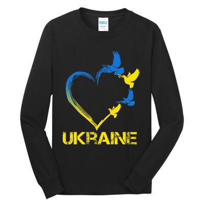 Ukraine Flag Heart Vintage Ukrainian Lovers Ukraine Tall Long Sleeve T-Shirt