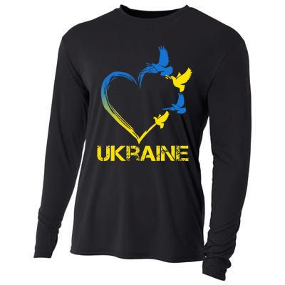 Ukraine Flag Heart Vintage Ukrainian Lovers Ukraine Cooling Performance Long Sleeve Crew