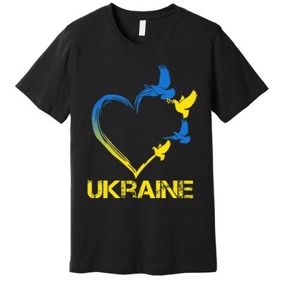 Ukraine Flag Heart Vintage Ukrainian Lovers Ukraine Premium T-Shirt