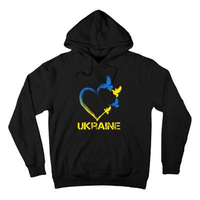 Ukraine Flag Heart Vintage Ukrainian Lovers Ukraine Tall Hoodie