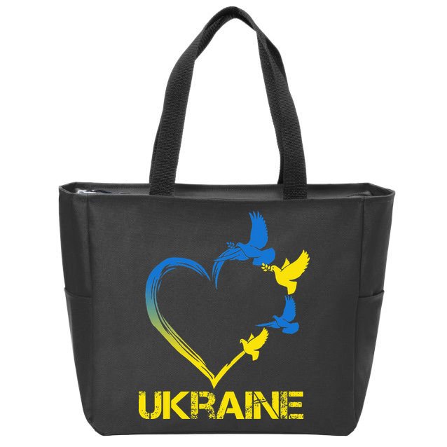 Ukraine Flag Heart Vintage Ukrainian Lovers Ukraine Zip Tote Bag