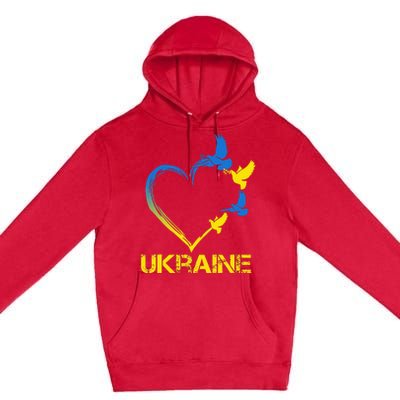 Ukraine Flag Heart Vintage Ukrainian Lovers Ukraine Premium Pullover Hoodie