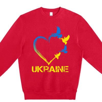 Ukraine Flag Heart Vintage Ukrainian Lovers Ukraine Premium Crewneck Sweatshirt