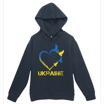 Ukraine Flag Heart Vintage Ukrainian Lovers Ukraine Urban Pullover Hoodie