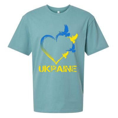 Ukraine Flag Heart Vintage Ukrainian Lovers Ukraine Sueded Cloud Jersey T-Shirt