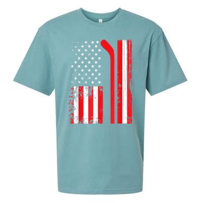 USA Flag Hockey American Flag Patriotic Ice Hockey Sueded Cloud Jersey T-Shirt