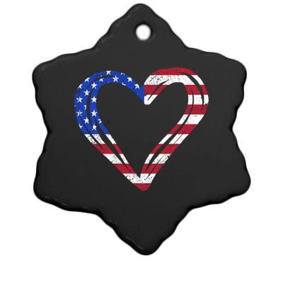 Usa Flag Heart American Patriotic Armed Forces Memorial Day Gift Ceramic Star Ornament