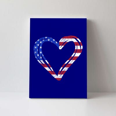 Usa Flag Heart American Patriotic Armed Forces Memorial Day Gift Canvas