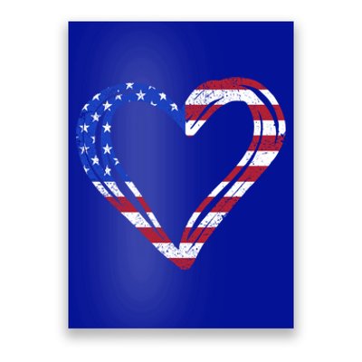 Usa Flag Heart American Patriotic Armed Forces Memorial Day Gift Poster