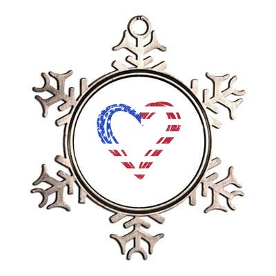 Usa Flag Heart American Patriotic Armed Forces Memorial Day Gift Metallic Star Ornament