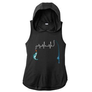 Unique Fishing Heartbeat Clothing Gift Fathers Day Fishing Gift Ladies PosiCharge Tri-Blend Wicking Draft Hoodie Tank