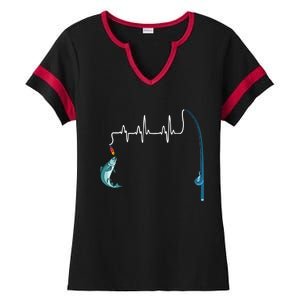 Unique Fishing Heartbeat Clothing Gift Fathers Day Fishing Gift Ladies Halftime Notch Neck Tee