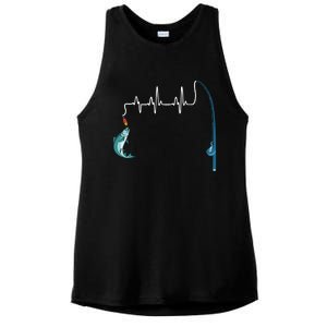 Unique Fishing Heartbeat Clothing Gift Fathers Day Fishing Gift Ladies PosiCharge Tri-Blend Wicking Tank