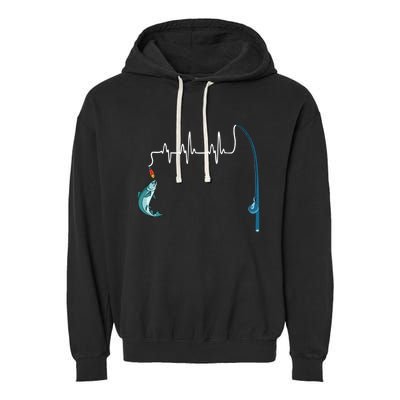 Unique Fishing Heartbeat Clothing Gift Fathers Day Fishing Gift Garment-Dyed Fleece Hoodie