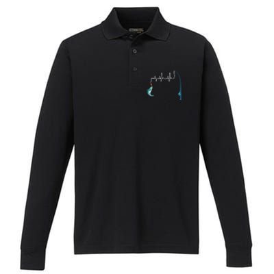 Unique Fishing Heartbeat Clothing Gift Fathers Day Fishing Gift Performance Long Sleeve Polo