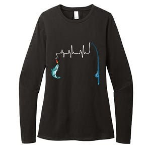 Unique Fishing Heartbeat Clothing Gift Fathers Day Fishing Gift Womens CVC Long Sleeve Shirt