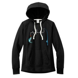 Unique Fishing Heartbeat Clothing Gift Fathers Day Fishing Gift Women's Fleece Hoodie