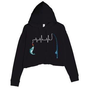 Unique Fishing Heartbeat Clothing Gift Fathers Day Fishing Gift Crop Fleece Hoodie