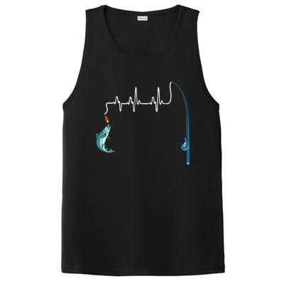 Unique Fishing Heartbeat Clothing Gift Fathers Day Fishing Gift PosiCharge Competitor Tank