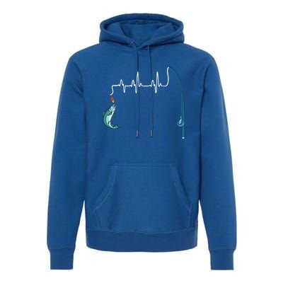 Unique Fishing Heartbeat Clothing Gift Fathers Day Fishing Gift Premium Hoodie