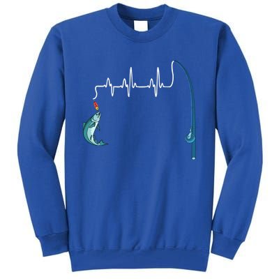 Unique Fishing Heartbeat Clothing Gift Fathers Day Fishing Gift Tall Sweatshirt