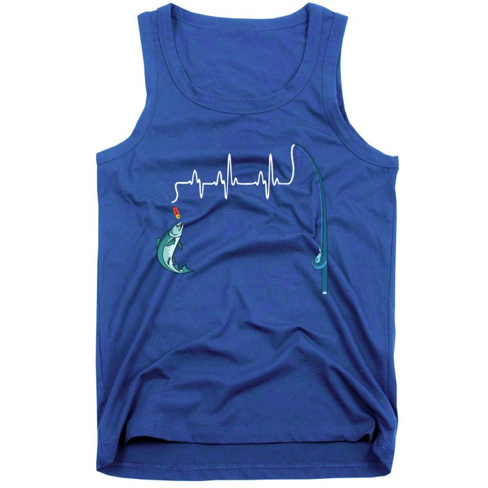 Unique Fishing Heartbeat Clothing Gift Fathers Day Fishing Gift Tank Top