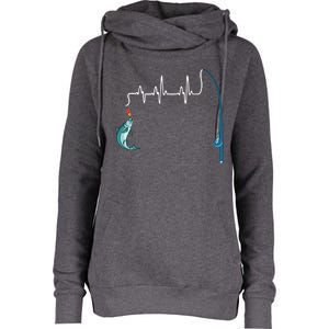 Unique Fishing Heartbeat Clothing Gift Fathers Day Fishing Gift Womens Funnel Neck Pullover Hood