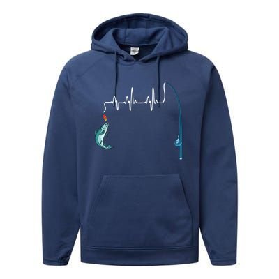 Unique Fishing Heartbeat Clothing Gift Fathers Day Fishing Gift Performance Fleece Hoodie