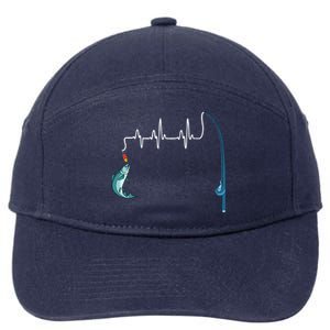 Unique Fishing Heartbeat Clothing Gift Fathers Day Fishing Gift 7-Panel Snapback Hat