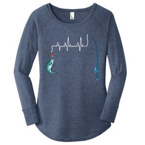 Unique Fishing Heartbeat Clothing Gift Fathers Day Fishing Gift Women's Perfect Tri Tunic Long Sleeve Shirt