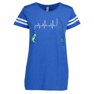 Unique Fishing Heartbeat Clothing Gift Fathers Day Fishing Gift Enza Ladies Jersey Football T-Shirt