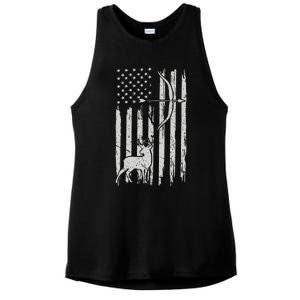 Usa Flag Hunting Deer Hunt Compound Bow USA Hunter Ladies PosiCharge Tri-Blend Wicking Tank