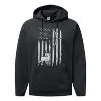 Usa Flag Hunting Deer Hunt Compound Bow USA Hunter Performance Fleece Hoodie