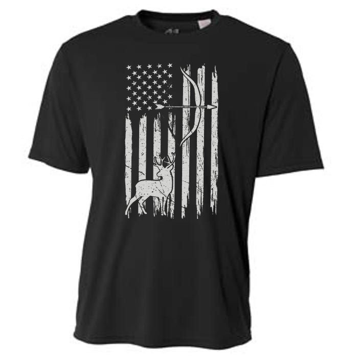 Usa Flag Hunting Deer Hunt Compound Bow USA Hunter Cooling Performance Crew T-Shirt