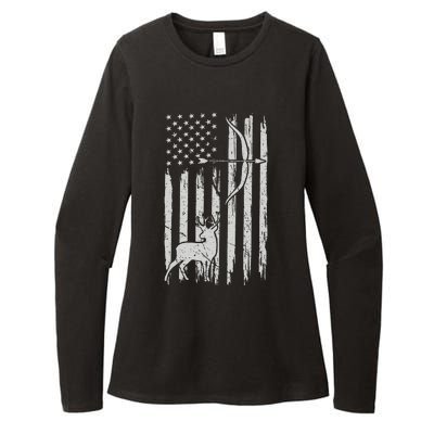 Usa Flag Hunting Deer Hunt Compound Bow USA Hunter Womens CVC Long Sleeve Shirt