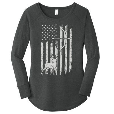 Usa Flag Hunting Deer Hunt Compound Bow USA Hunter Women's Perfect Tri Tunic Long Sleeve Shirt