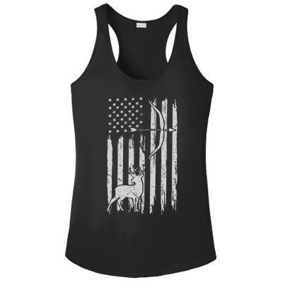 Usa Flag Hunting Deer Hunt Compound Bow USA Hunter Ladies PosiCharge Competitor Racerback Tank