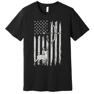 Usa Flag Hunting Deer Hunt Compound Bow USA Hunter Premium T-Shirt