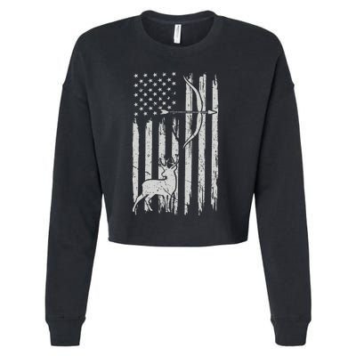 Usa Flag Hunting Deer Hunt Compound Bow USA Hunter Cropped Pullover Crew