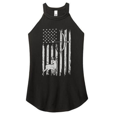 Usa Flag Hunting Deer Hunt Compound Bow USA Hunter Women's Perfect Tri Rocker Tank