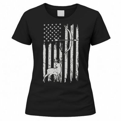 Usa Flag Hunting Deer Hunt Compound Bow USA Hunter Women's T-Shirt