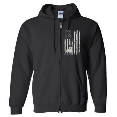 Usa Flag Hunting Deer Hunt Compound Bow USA Hunter Full Zip Hoodie